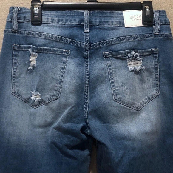 YMI Dream Jeans, Dream Fit Raw Hem Destruction Ankle Hybrid Jeans  1/3/5/7/9 - Picture 7 of 9